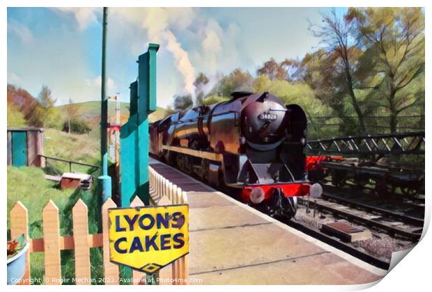 Vintage Steam Train Arriving at Castle Carey Stati Print by Roger Mechan