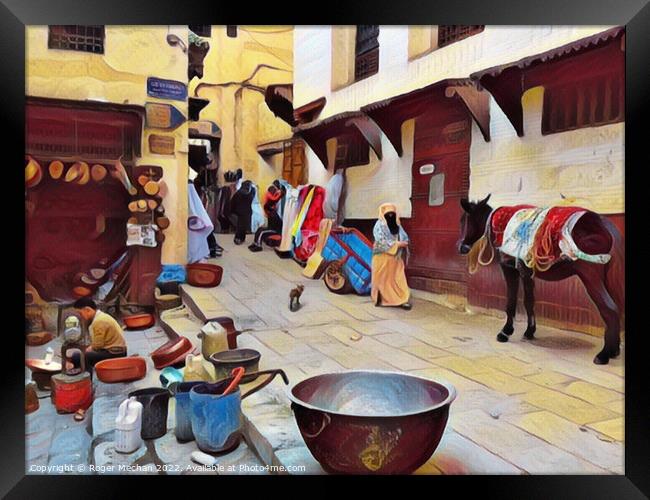 Secrets of Marrakech's Hidden Alleyways Framed Print by Roger Mechan