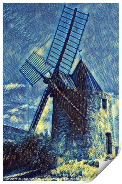 Iconic Windmill of Saint-Roch Print by Roger Mechan