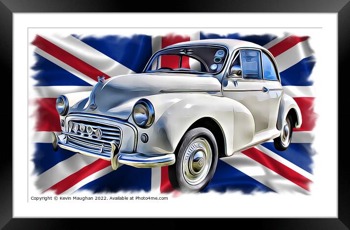Cream Morris Minor takes center stage at Blyth Car Framed Mounted Print by Kevin Maughan