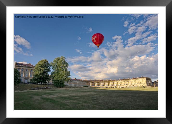 Hot air balloon over the Royal Crescent  Framed Mounted Print by Duncan Savidge