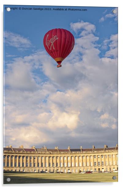Hot Air Balloon portrait over the Royal Crescent Bath Acrylic by Duncan Savidge