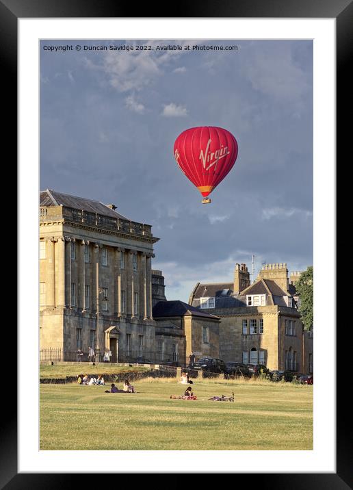 Hot Air Balloon passing no 1 the Royal crescent  Framed Mounted Print by Duncan Savidge