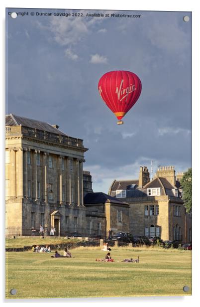 Hot Air Balloon passing no 1 the Royal crescent  Acrylic by Duncan Savidge