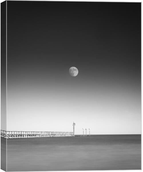 Littlehampton West Pier and Moon Canvas Print by Mark Jones