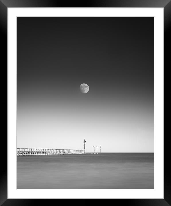 Littlehampton West Pier and Moon Framed Mounted Print by Mark Jones