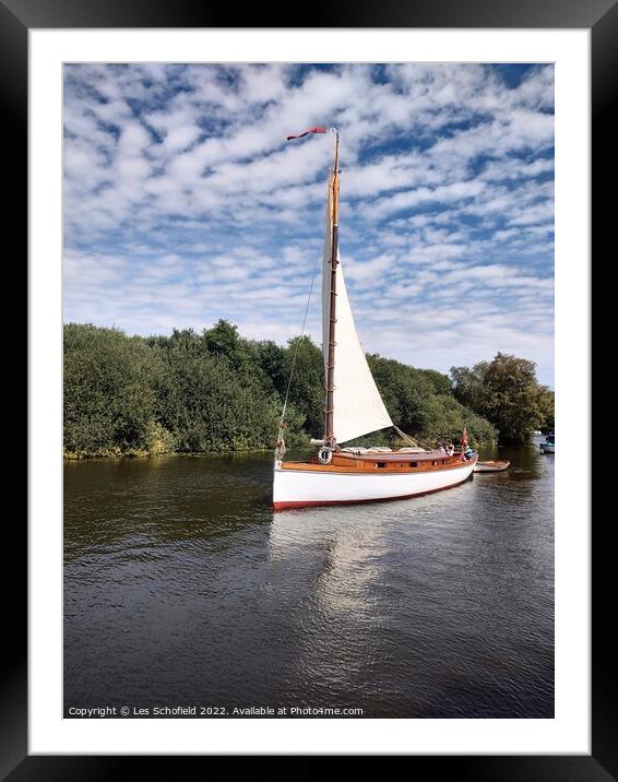 Wherry on the Norfolk Broads  Framed Mounted Print by Les Schofield