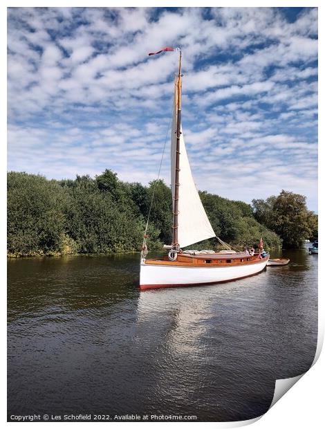 Wherry on the Norfolk Broads  Print by Les Schofield