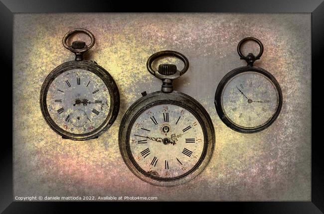 EFFECT GRUNGE on set of Antique Clocks Framed Print by daniele mattioda