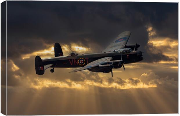 Lancaster Bomber at Sunset Canvas Print by Roger Green