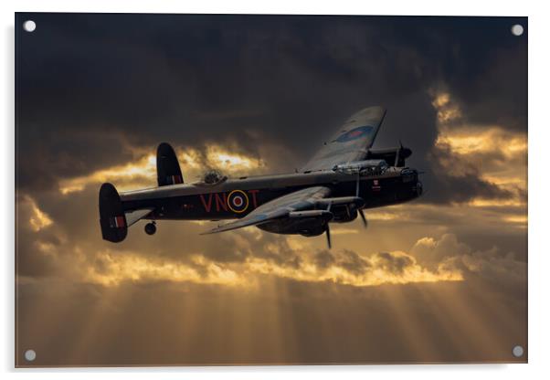 Lancaster Bomber at Sunset Acrylic by Roger Green