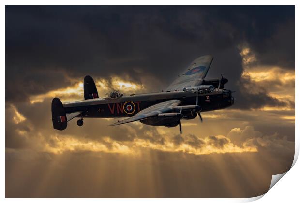 Lancaster Bomber at Sunset Print by Roger Green