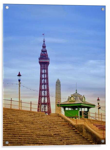 Blackpool Tower and Promenade Shelter Acrylic by Victor Burnside