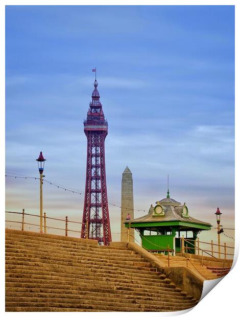 Blackpool Tower and Promenade Shelter Print by Victor Burnside