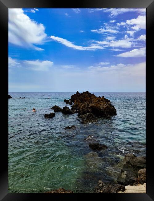 Coastline of Puerto del Carmen, Lanzarote Framed Print by Belinda Ahamed