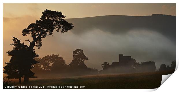 Llangasty Church Dawn Print by Creative Photography Wales