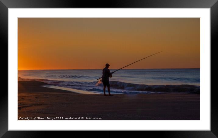 Lone Angler at Sunrise  Framed Mounted Print by Stuart Bazga