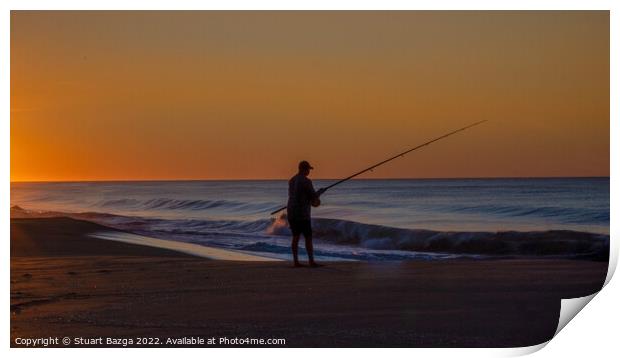 Lone Angler at Sunrise  Print by Stuart Bazga
