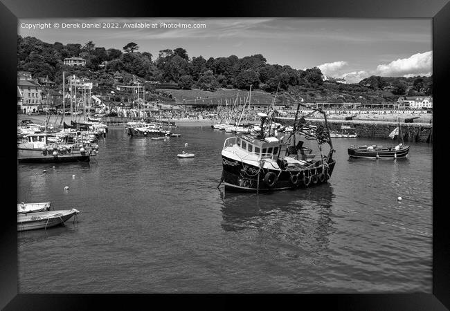 Lyme Regis Harbour (mono) Framed Print by Derek Daniel