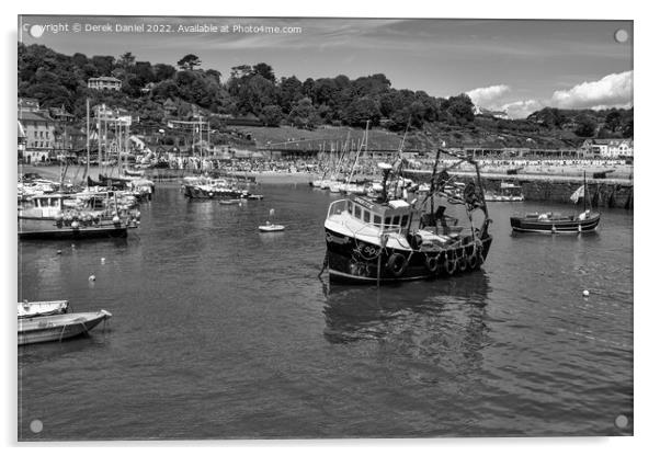 Lyme Regis Harbour (mono) Acrylic by Derek Daniel