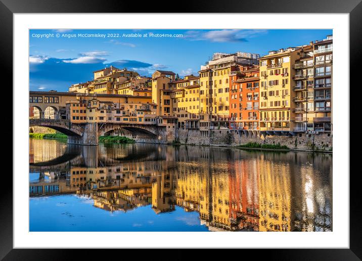 Ponte Vecchio at golden hour, Florence, Tuscany Framed Mounted Print by Angus McComiskey