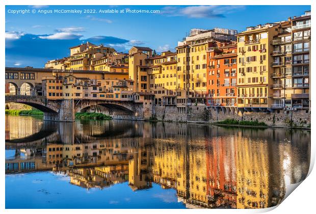 Ponte Vecchio at golden hour, Florence, Tuscany Print by Angus McComiskey