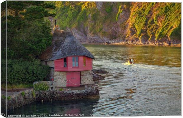 Boathouse at Bantham. Canvas Print by Ian Stone