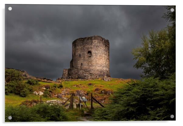 Stormy sky at Dolbadarn Castle Acrylic by Leighton Collins