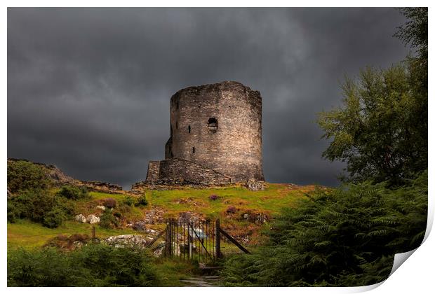 Stormy sky at Dolbadarn Castle Print by Leighton Collins