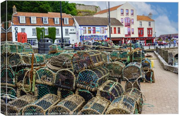 Scarborough Lobster Pots.  Canvas Print by Steve Gill
