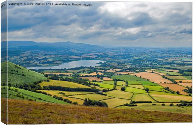 View across Llangorse Lake from Mynydd Llangorse B Canvas Print by Nick Jenkins