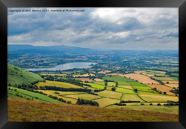 View across Llangorse Lake from Mynydd Llangorse B Framed Print by Nick Jenkins
