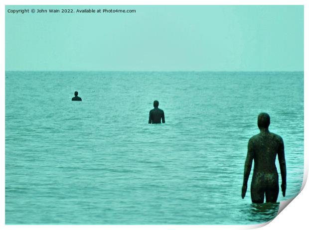 Three Men on the beach Print by John Wain