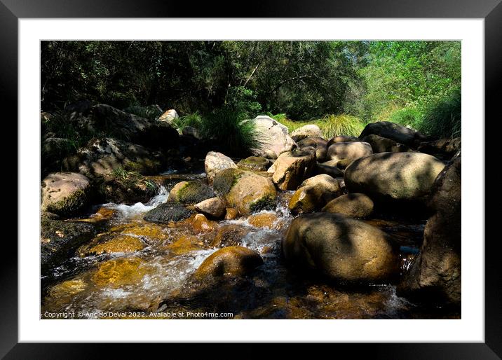 River and rocks in Carvalhais Framed Mounted Print by Angelo DeVal