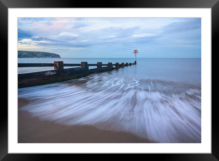 Swanage beach sunset Framed Mounted Print by Katie McGuinness