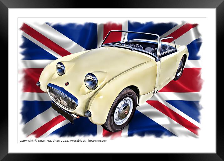 Vintage Cream Austin Healey Sprite Framed Mounted Print by Kevin Maughan
