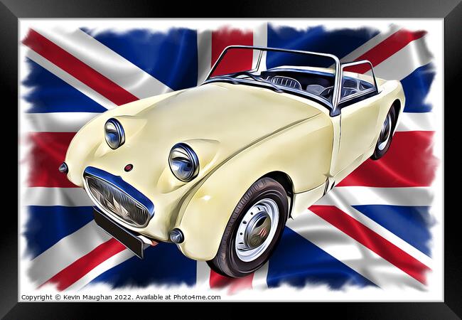 Vintage Cream Austin Healey Sprite Framed Print by Kevin Maughan