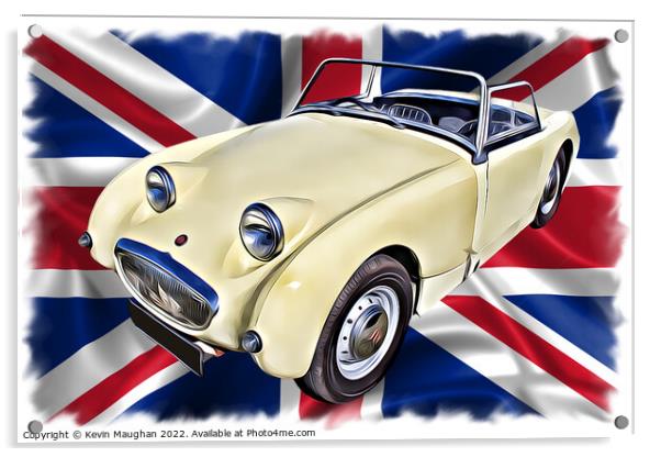 Vintage Cream Austin Healey Sprite Acrylic by Kevin Maughan