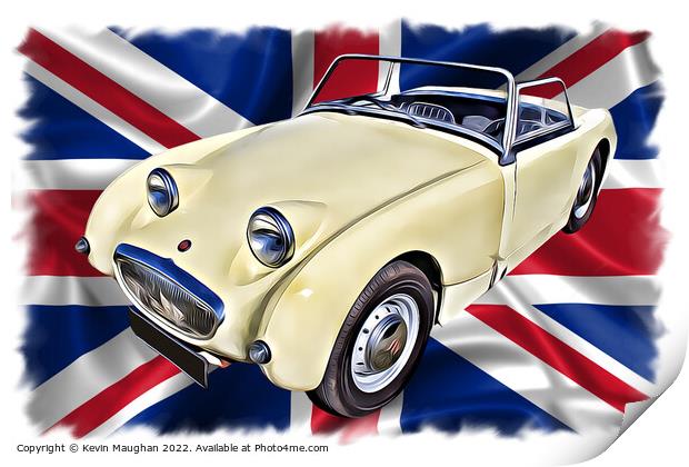 Vintage Cream Austin Healey Sprite Print by Kevin Maughan