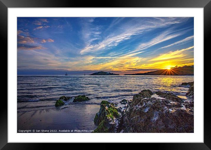 Bantham beach sunset  Framed Mounted Print by Ian Stone