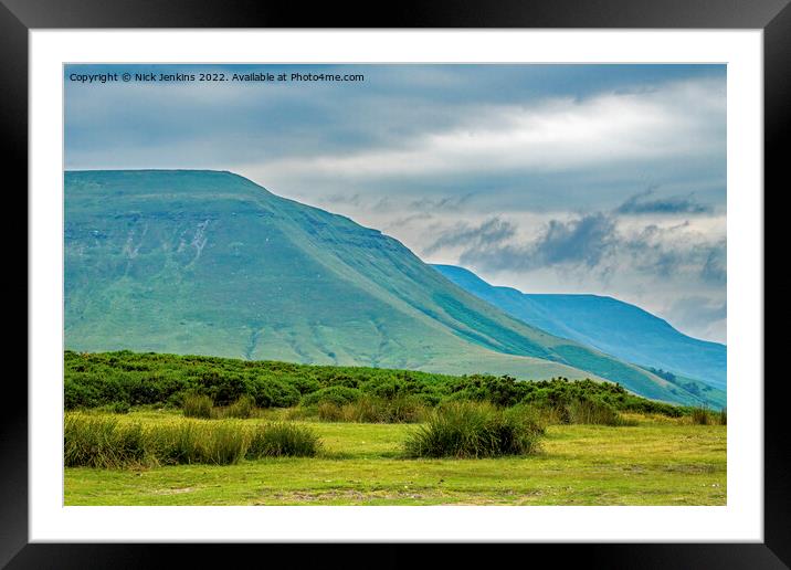 Twmpa facing north on the edge of the Black Mounta Framed Mounted Print by Nick Jenkins