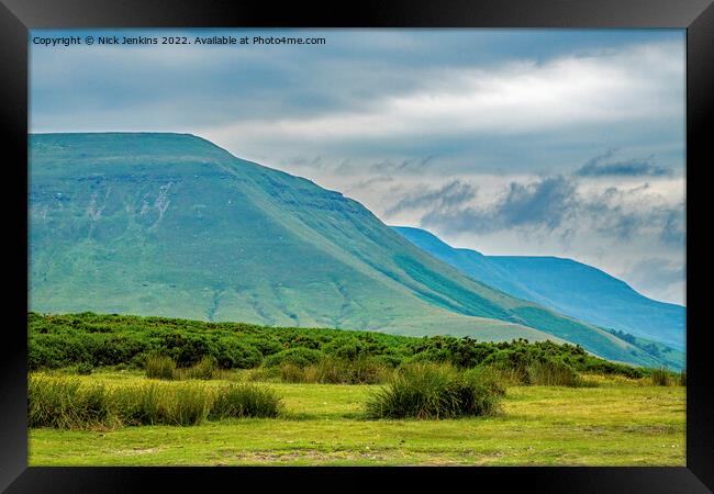 Twmpa facing north on the edge of the Black Mounta Framed Print by Nick Jenkins
