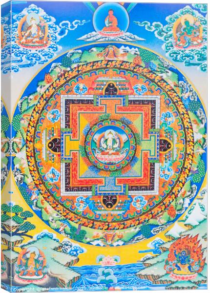 Chenresi mandala; the centre figure depicts the Buddha of compas Canvas Print by stefano baldini