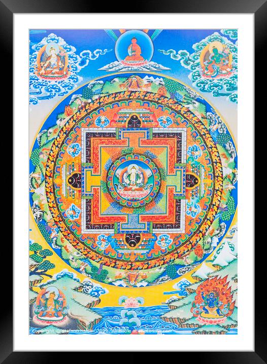 Chenresi mandala; the centre figure depicts the Buddha of compas Framed Mounted Print by stefano baldini