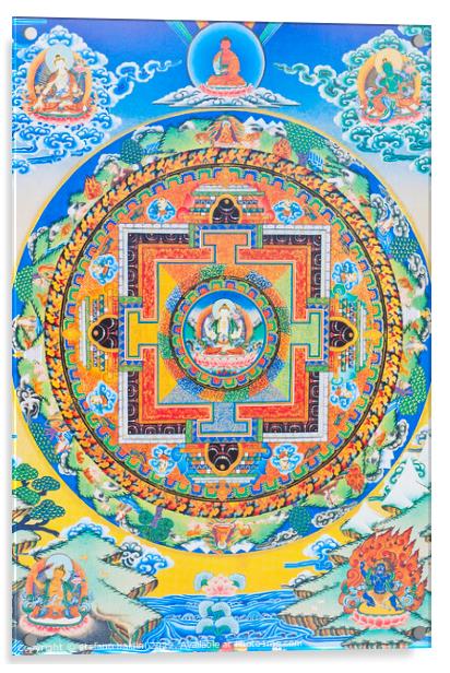 Chenresi mandala; the centre figure depicts the Buddha of compas Acrylic by stefano baldini