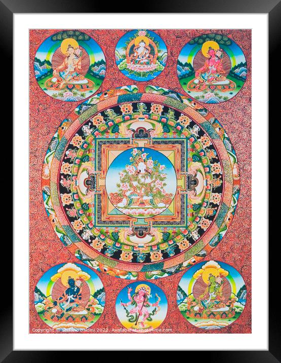 White Tara Mandala; the seven eyed female deity  of the buddhist Framed Mounted Print by stefano baldini
