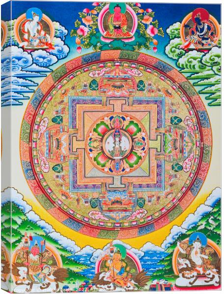 Mandala with one thousand arms Avalokiteshvara; the sacred, magi Canvas Print by stefano baldini