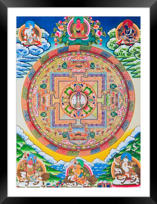 Mandala with one thousand arms Avalokiteshvara; the sacred, magi Framed Mounted Print by stefano baldini