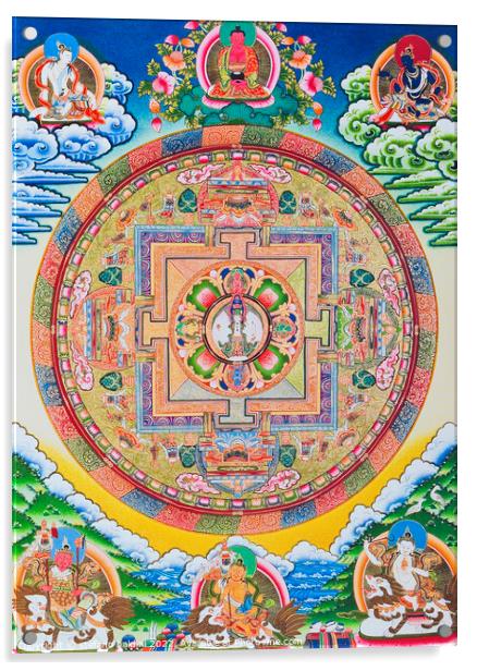 Mandala with one thousand arms Avalokiteshvara; the sacred, magi Acrylic by stefano baldini