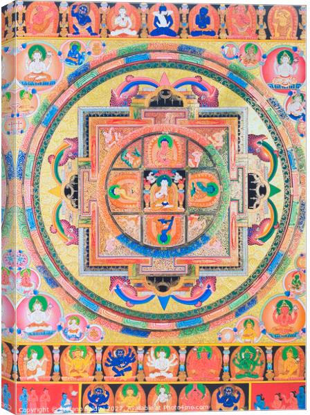 Panchabuddha Mandala, depicting five forms of Buddha symbolising Canvas Print by stefano baldini